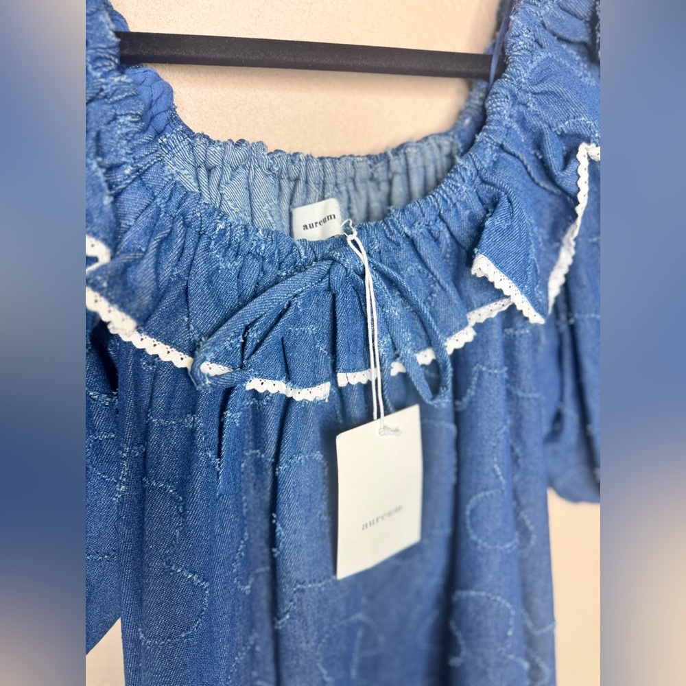 NWT Aureum Denim Flower Pattern dress size L - Picture 3 of 8